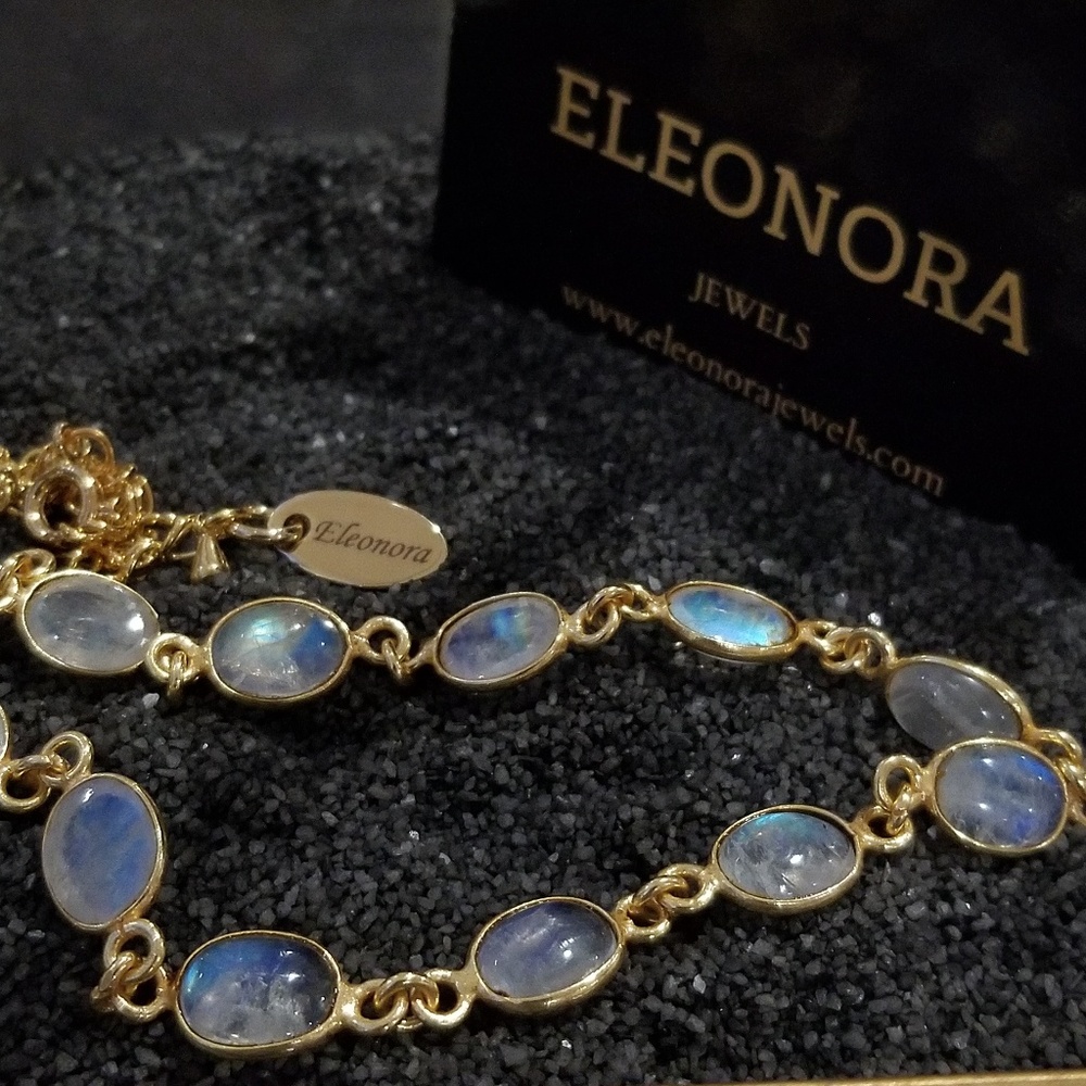 Rainbow moonstone gold plated choker necklace - Picture 3 of 6